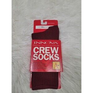 Vtg INNOVA Performance Crew Socks Women's Size S 6-8 Burgendy Moisture Wicking P